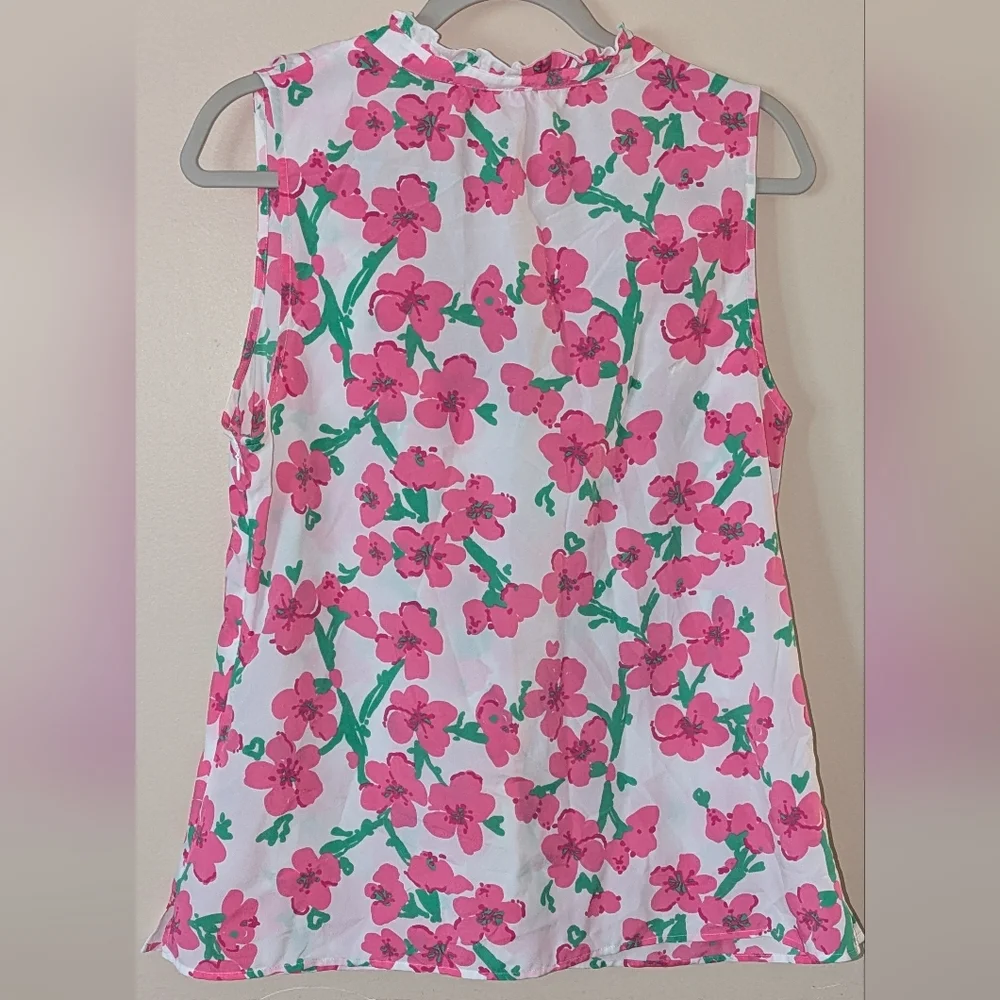 Lilly Pulitzer Pink Floral Ruffle Blouse - Picture 5 of 7